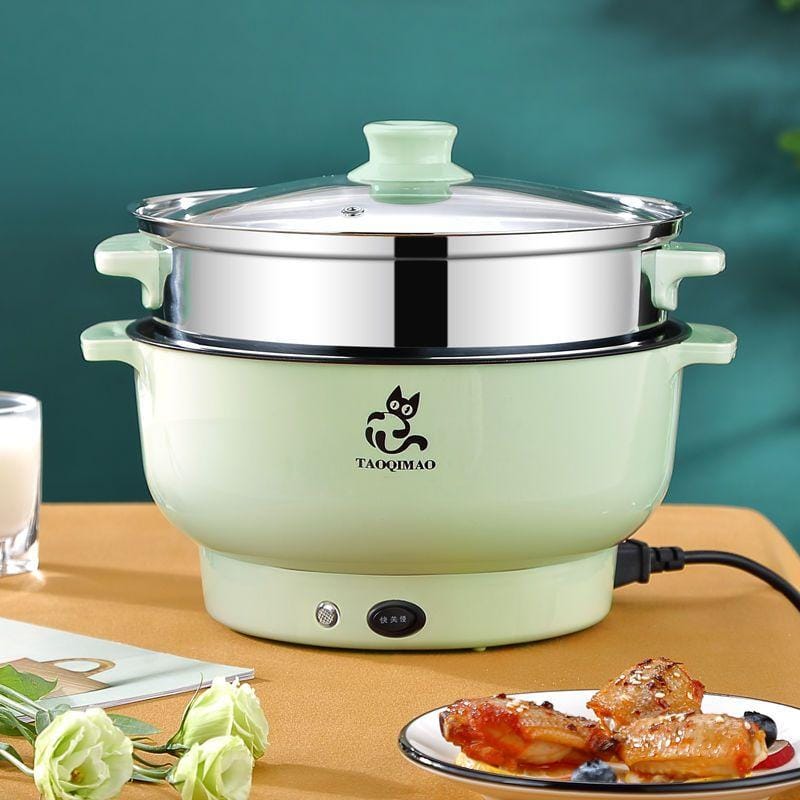 Electric Multifunction Nonstick Cooker, Steamer & Kettle - 1.8 Liters Large Capacity-600 watts