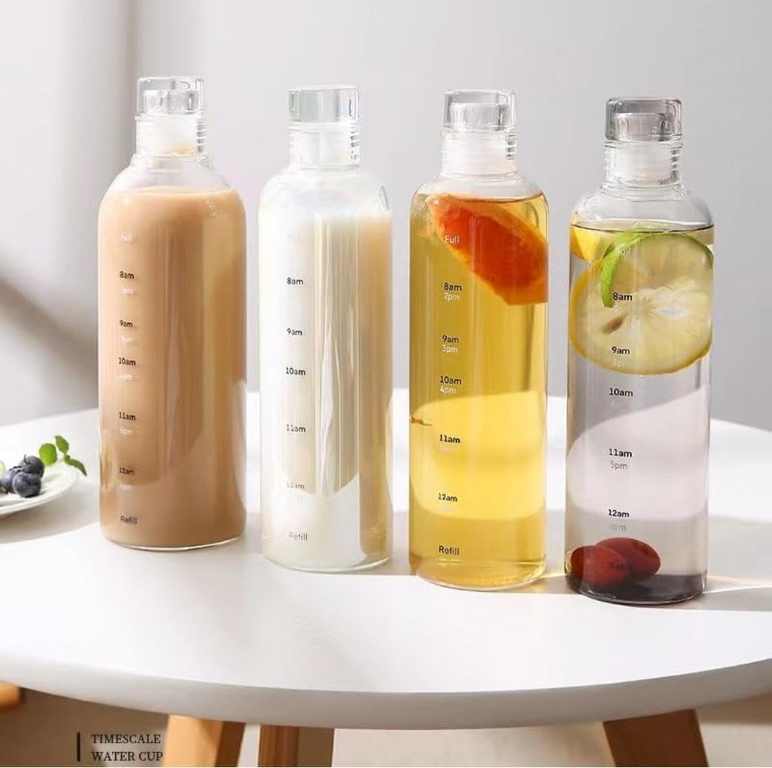 Urbanco Hydration Glass Bottle | Time Marked – 500ml, 750ml, 1L