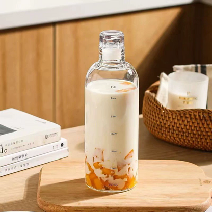 Urbanco Hydration Glass Bottle | Time Marked – 500ml, 750ml, 1L